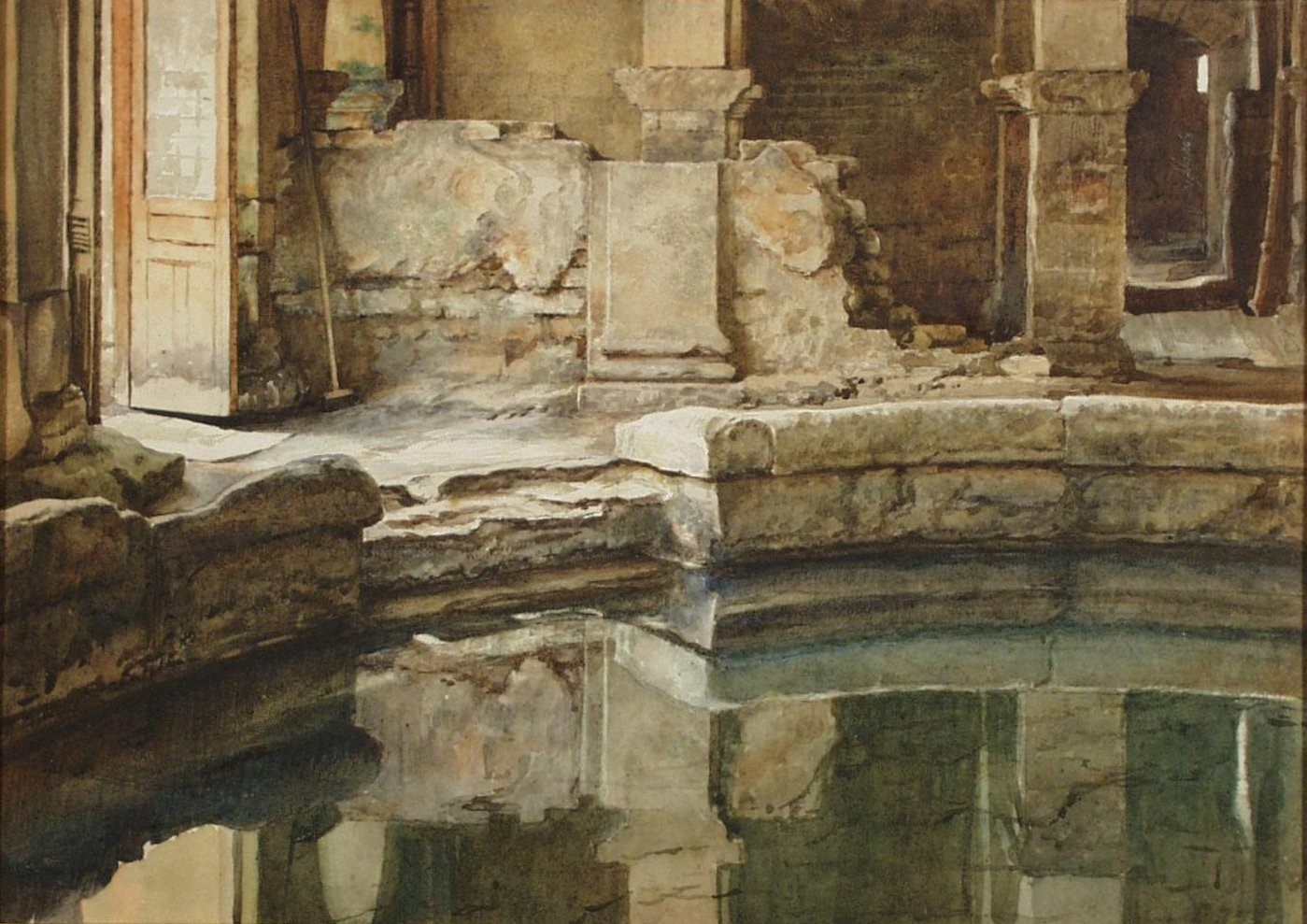 The circular roman bath.  Watercolour. Edward Poynter. c1880